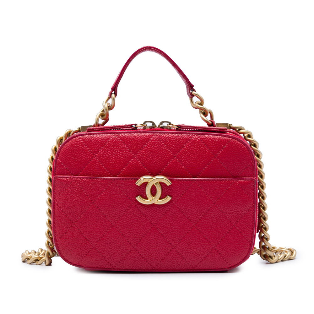 Pre-Loved Chanel Small CC Quilted Caviar Top Handle Camera Bag